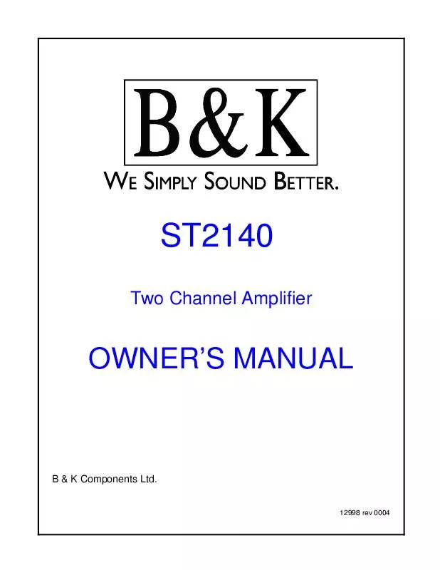 Mode d'emploi B&K ST2140