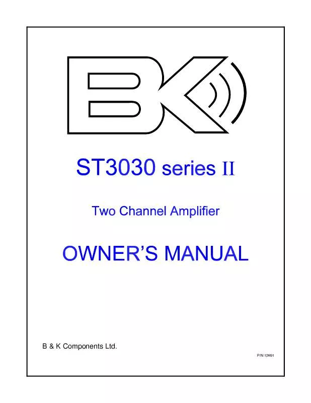 Mode d'emploi B&K ST3030 II
