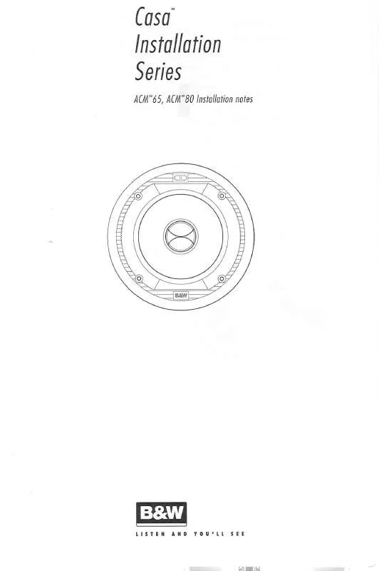 Mode d'emploi B&W ACM 65