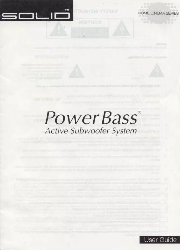 Mode d'emploi B&W POWER BASS