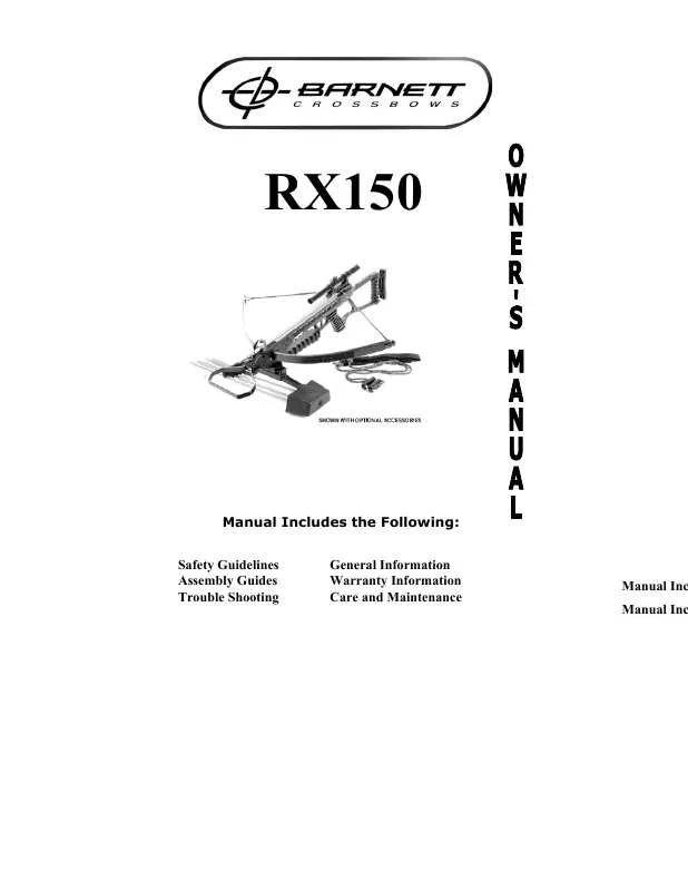 Mode d'emploi BARNETT CROSSBOWS RX-150