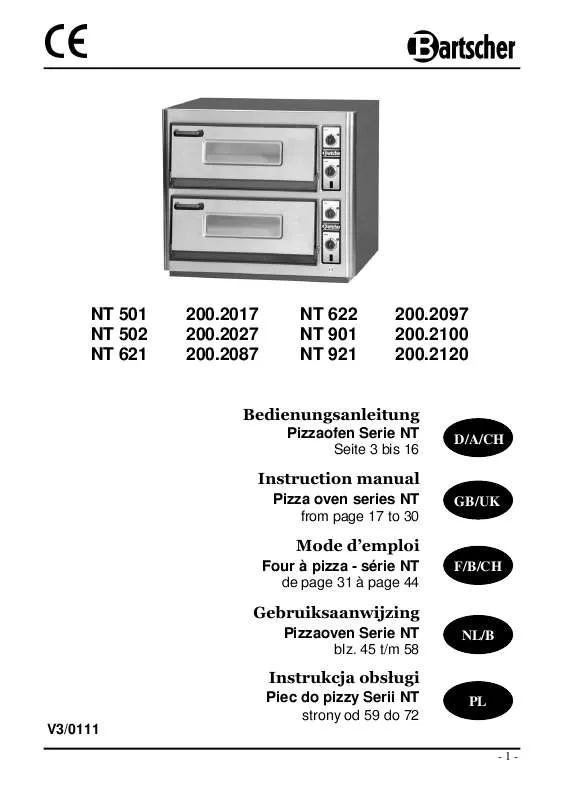 Mode d'emploi BARTSCHER NT 501