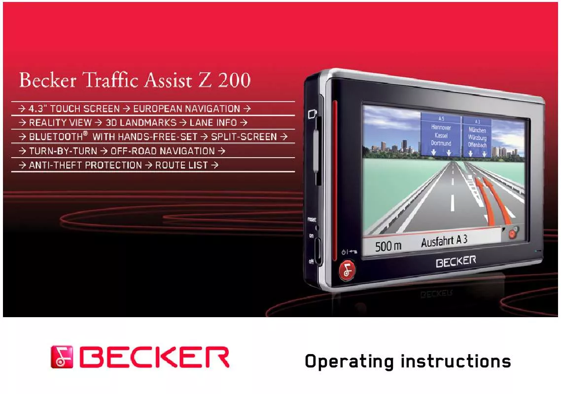 Mode d'emploi BECKER TRAFFIC ASSIST Z200