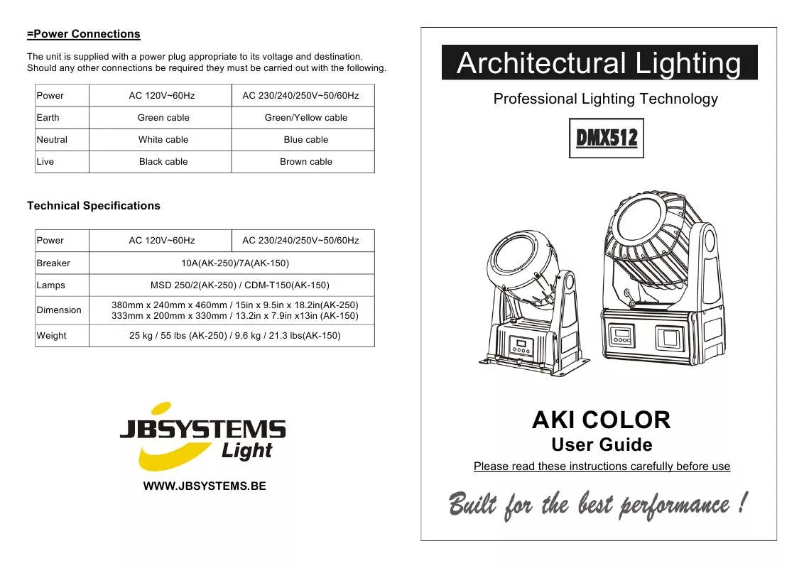 Mode d'emploi BEGLEC AKI COLOR DMX512