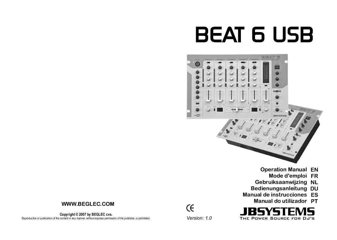 Mode d'emploi BEGLEC BEAT 6 USB