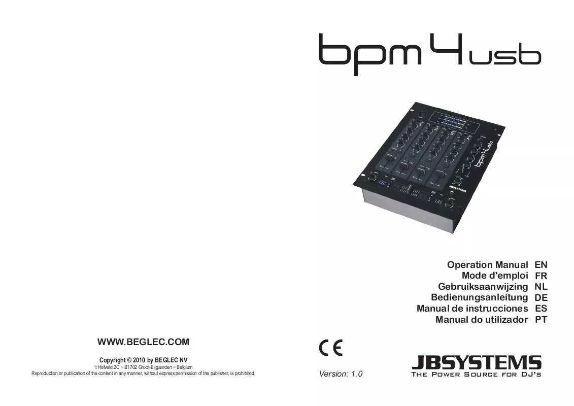 Mode d'emploi BEGLEC BPM 4 USB