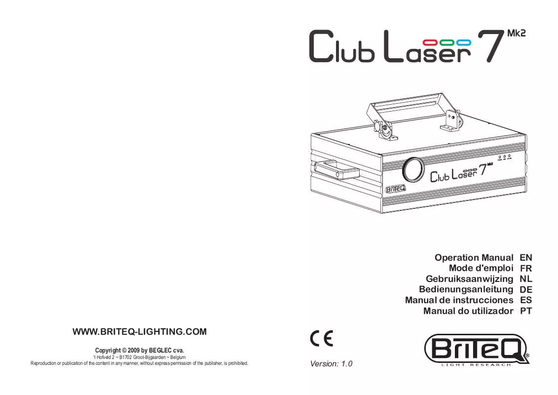 Mode d'emploi BEGLEC CLUB LASER 7 MK2