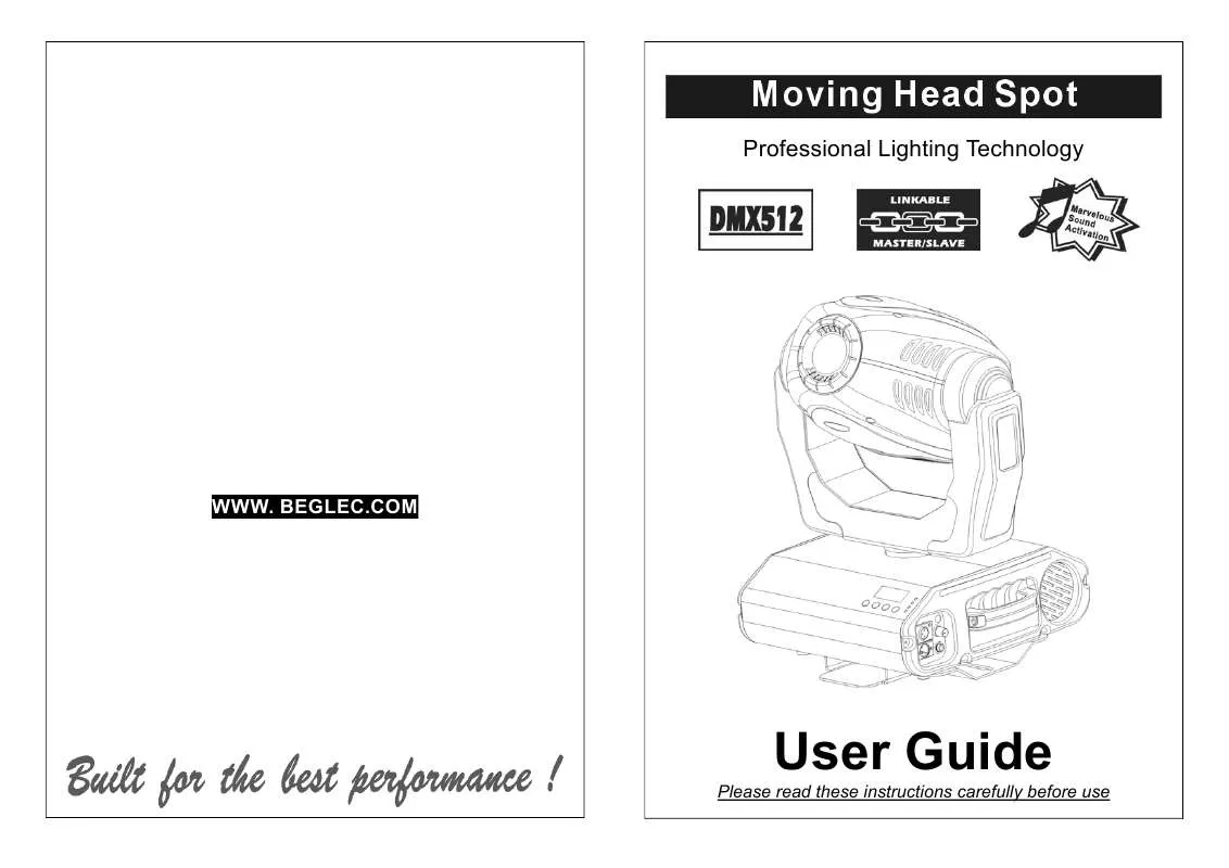 Mode d'emploi BEGLEC DMX512 MOVING HEAD SPOT