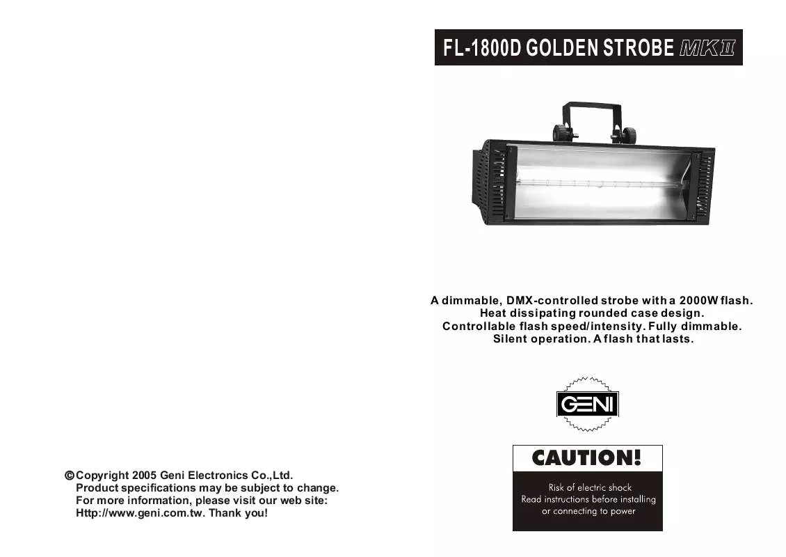 Mode d'emploi BEGLEC FL-1800D GOLDEN STROBE MKII