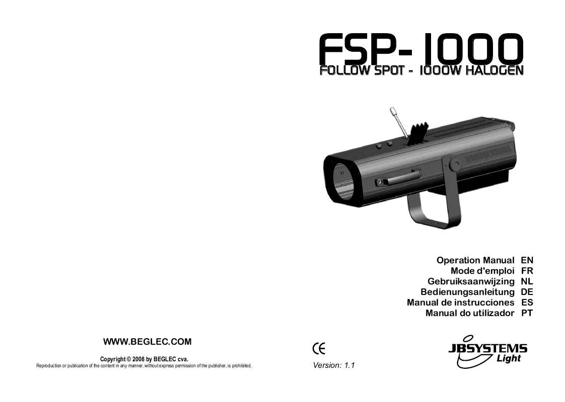 Mode d'emploi BEGLEC FSP-1000