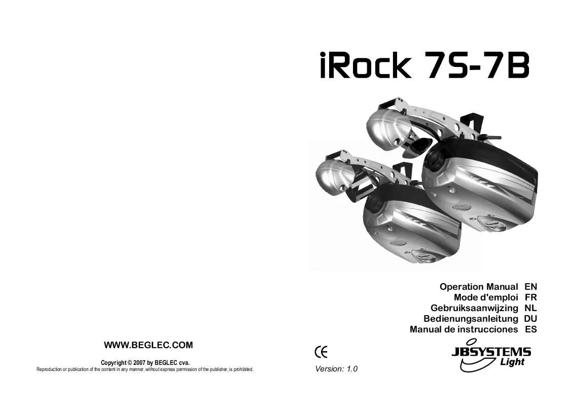 Mode d'emploi BEGLEC IROCK 7S-7B