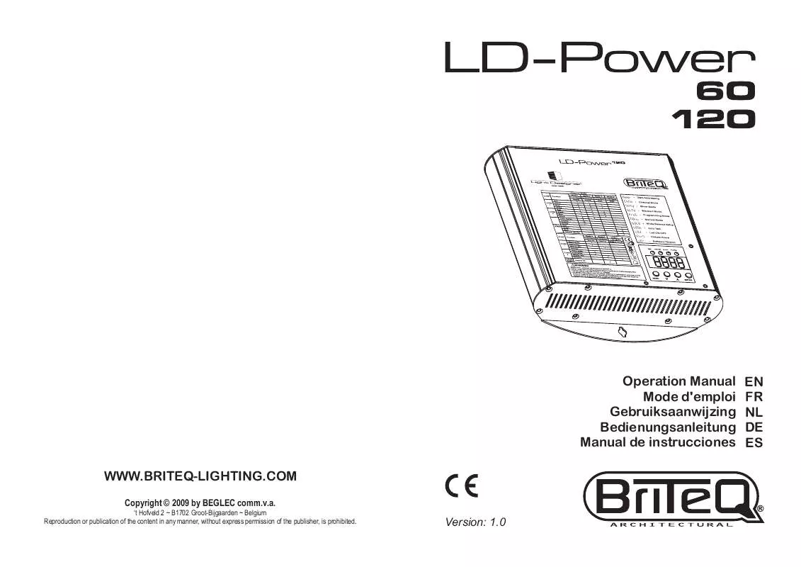 Mode d'emploi BEGLEC LD-POWER 120