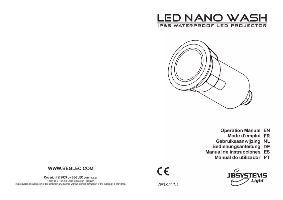 Mode d'emploi BEGLEC LED NANO WASH