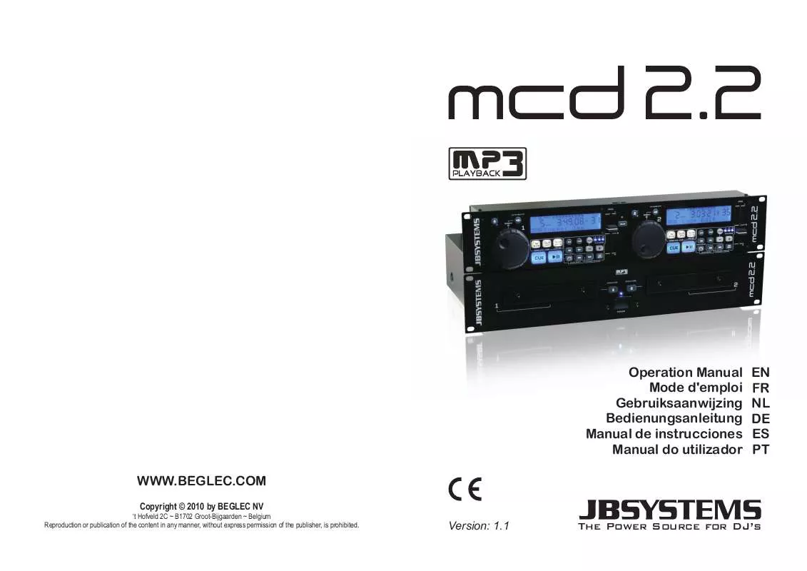 Mode d'emploi BEGLEC MCD 2.2