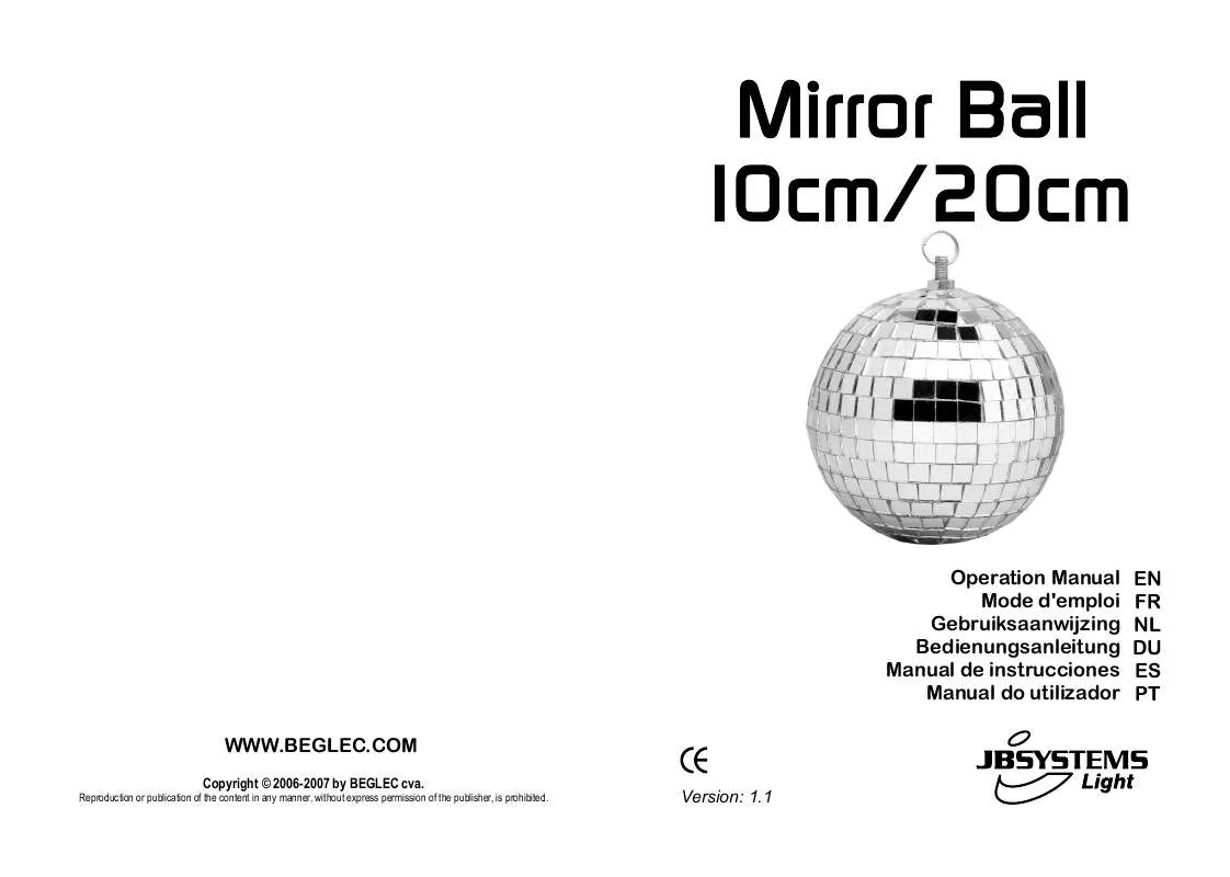 Mode d'emploi BEGLEC MIRROR BALL 10CM