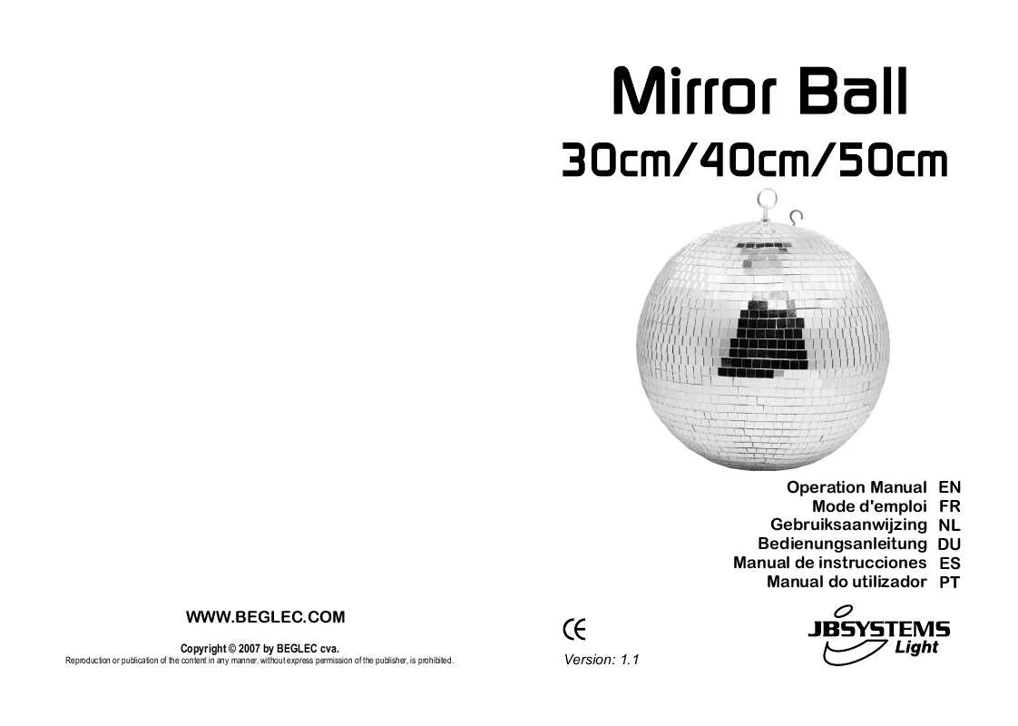 Mode d'emploi BEGLEC MIRROR BALL 30CM