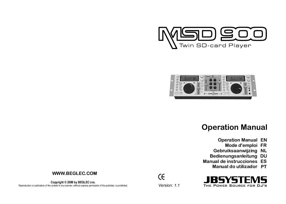 Mode d'emploi BEGLEC MSD 900