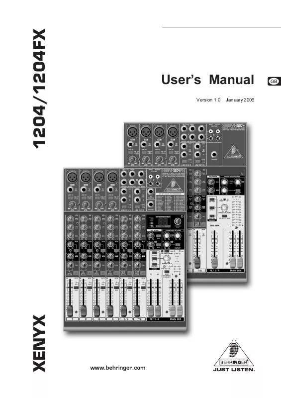 Mode d'emploi BEHRINGER 1204