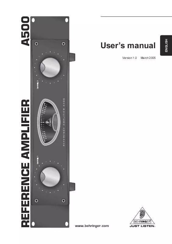 Mode d'emploi BEHRINGER A500