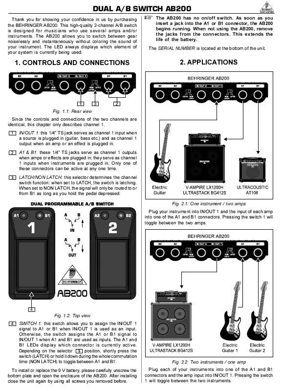 Mode d'emploi BEHRINGER AB200