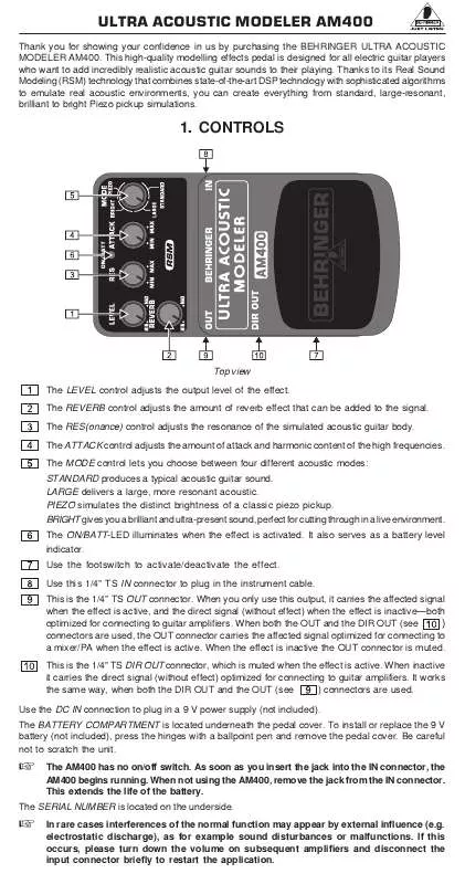 Mode d'emploi BEHRINGER AM400