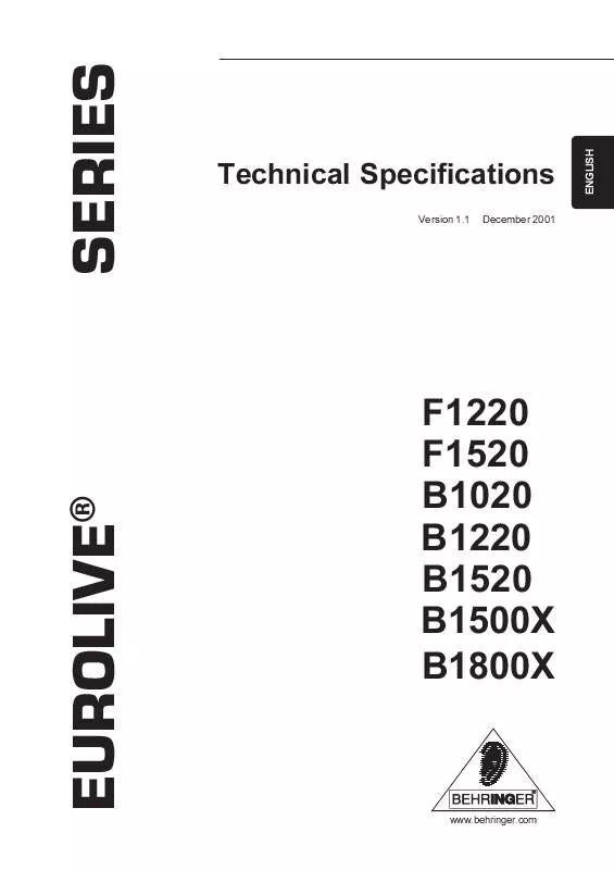 Mode d'emploi BEHRINGER B1500X