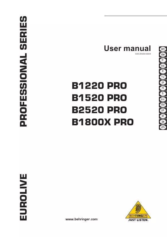 Mode d'emploi BEHRINGER B1520 PRO