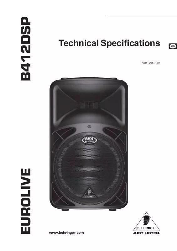 Mode d'emploi BEHRINGER B412DSP