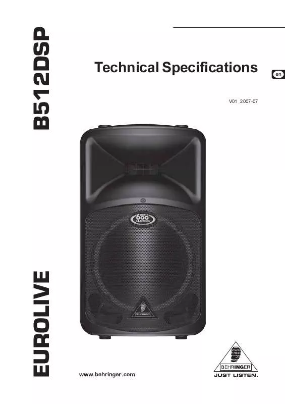 Mode d'emploi BEHRINGER B512DSP