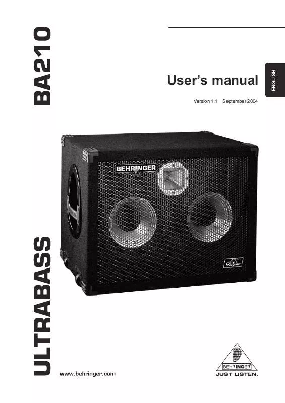 Mode d'emploi BEHRINGER BA210