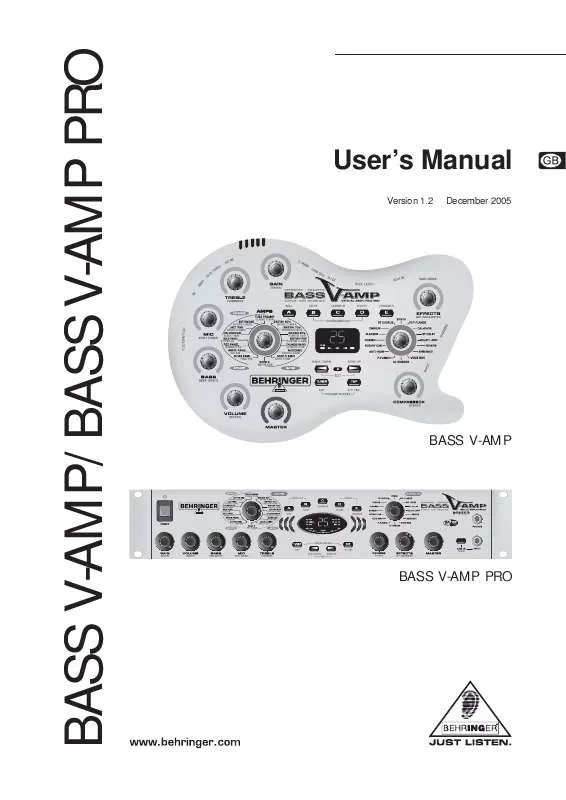 Mode d'emploi BEHRINGER BASS V-AMP