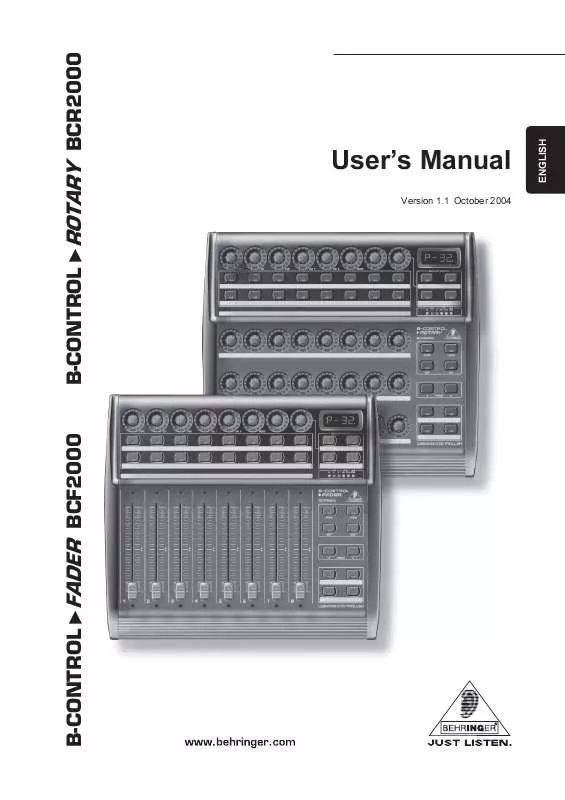 Mode d'emploi BEHRINGER BCR2000