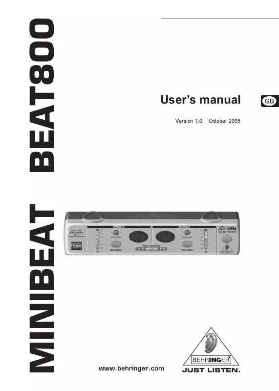 Mode d'emploi BEHRINGER BEAT800