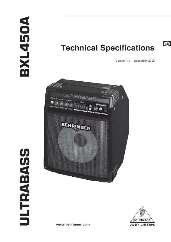 Mode d'emploi BEHRINGER BXL450A