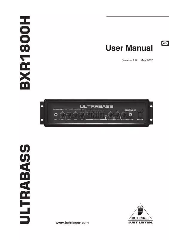 Mode d'emploi BEHRINGER BXR1800H