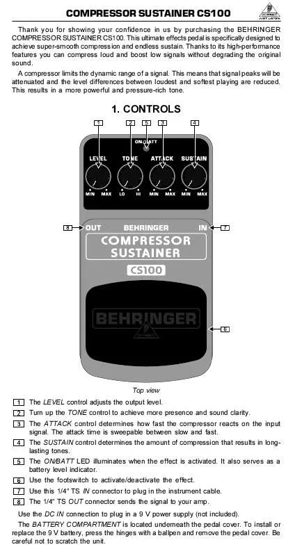 Mode d'emploi BEHRINGER CS100