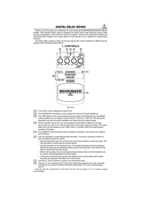 Mode d'emploi BEHRINGER DD400