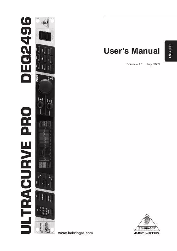 Mode d'emploi BEHRINGER DEQ2496