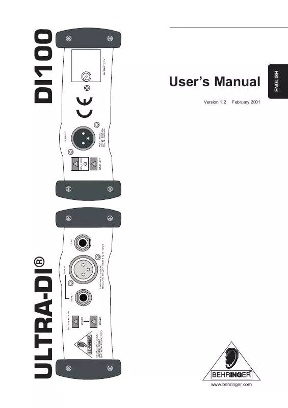 Mode d'emploi BEHRINGER DI100