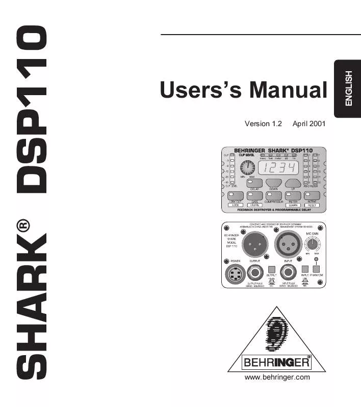 Mode d'emploi BEHRINGER DSP110