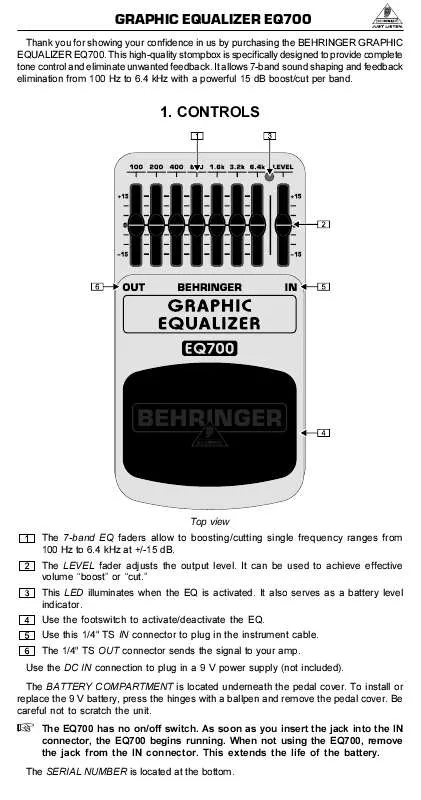 Mode d'emploi BEHRINGER EQ700