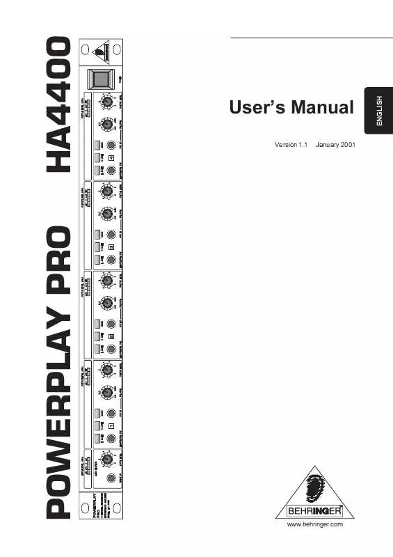 Mode d'emploi BEHRINGER HA4400