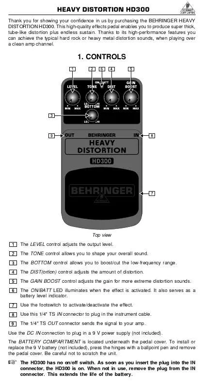 Mode d'emploi BEHRINGER HD300