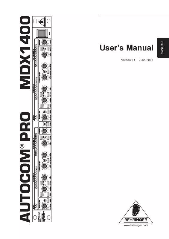 Mode d'emploi BEHRINGER MDX1400