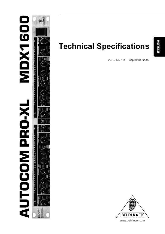 Mode d'emploi BEHRINGER MDX1600