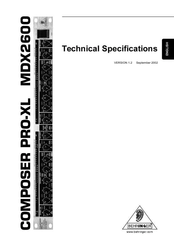 Mode d'emploi BEHRINGER MDX2600