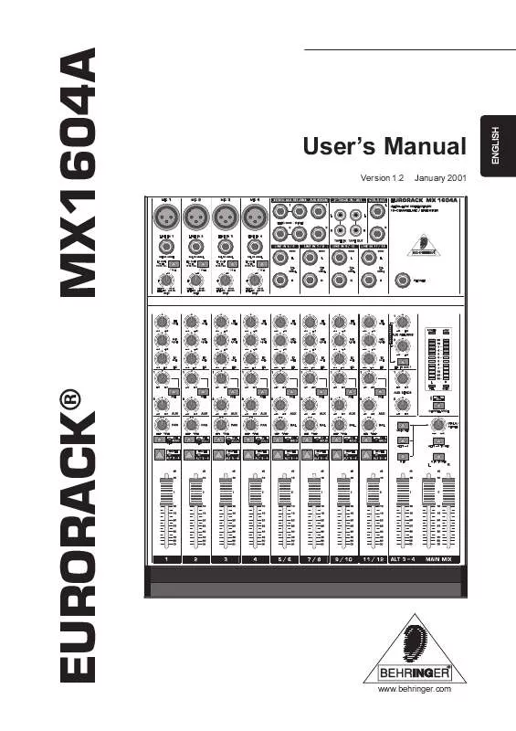 Mode d'emploi BEHRINGER MX1604A