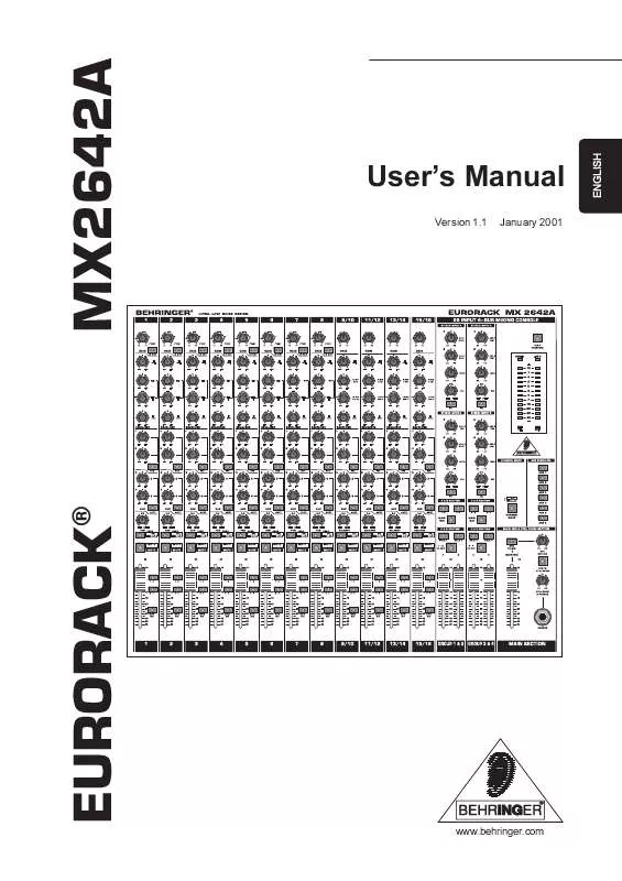 Mode d'emploi BEHRINGER MX2642A