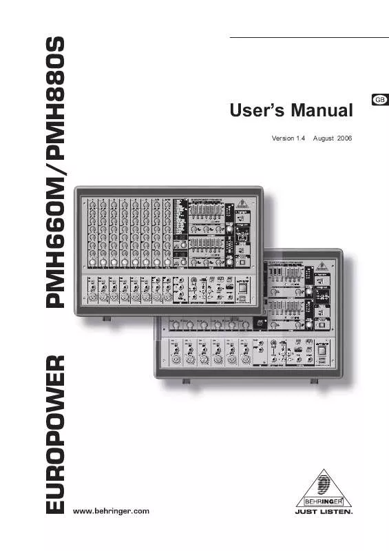 Mode d'emploi BEHRINGER PMH660M