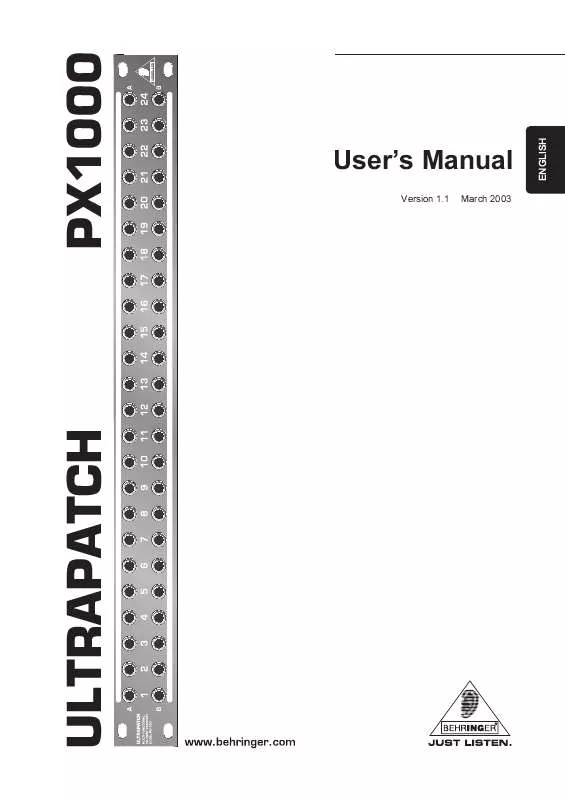 Mode d'emploi BEHRINGER PX1000